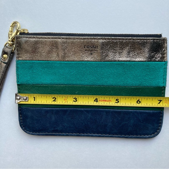 Fossil Leather Multi Colored Striped Wristlet - Picture 4 of 7